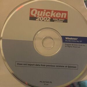 2002 Quicken New User Edition Software PC CD - ROM Intuit
